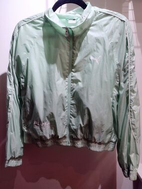 Puma Women's Light Mint Zip-Up Bomber Jacket (Size M)